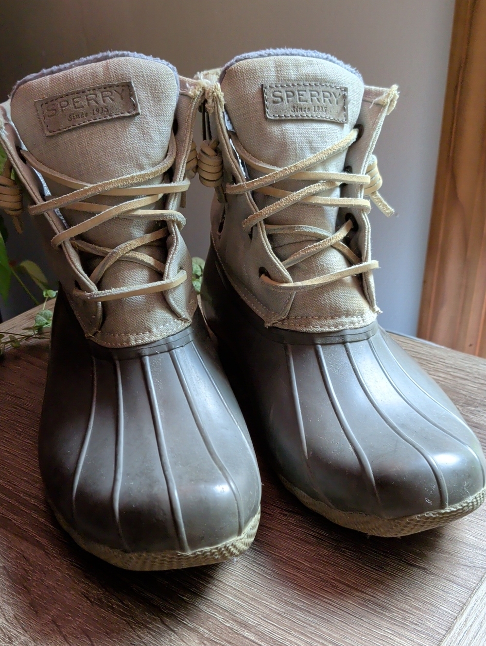 Sperry Waterproof Lace Duck Boots In Light And Dark Gray